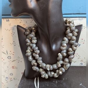 Black Shell Beaded Necklace handcrafted Summer Beach Ocean coastal Grandma